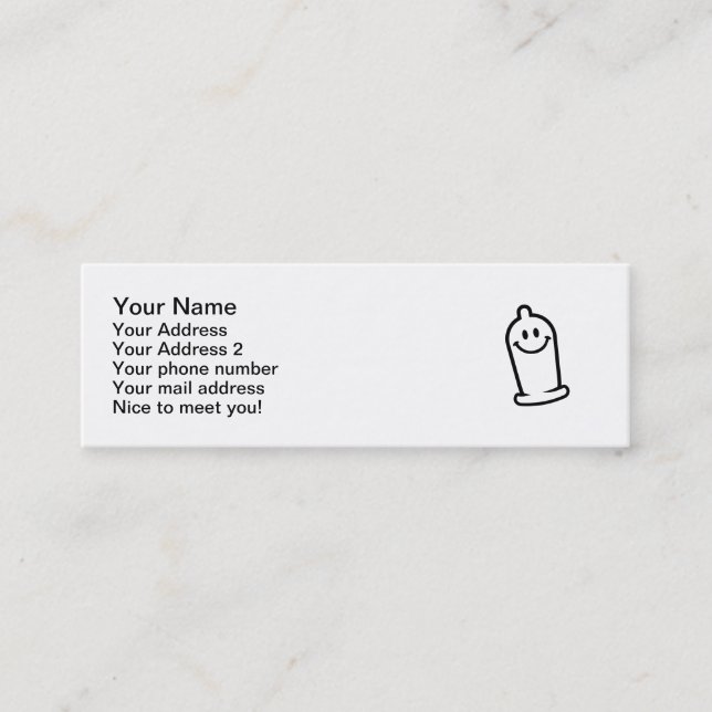 Happy condom face mini business card (Front)