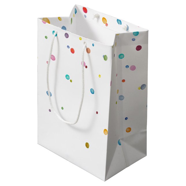 Happy Confetti Dots Medium Gift Bag (Front Angled)