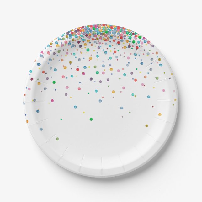 Happy Confetti Dots Paper Plate (Front)