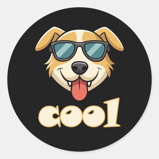 Happy - Cool Cartoon Dog Classic Round Sticker (Front)