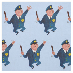 happy cop print fabric