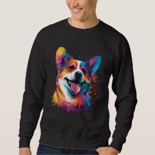 Happy Corgi Colorful Painting Dog Animals Sweatshirt
