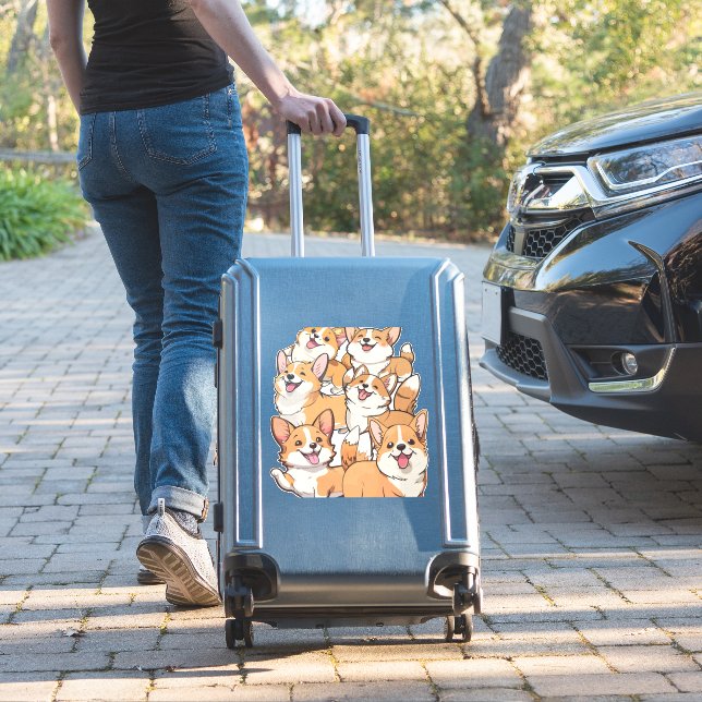 happy Corgi dogs (Suitcase Insitu)