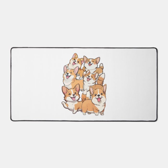 happy Corgi dogs Desk Mat (Front)