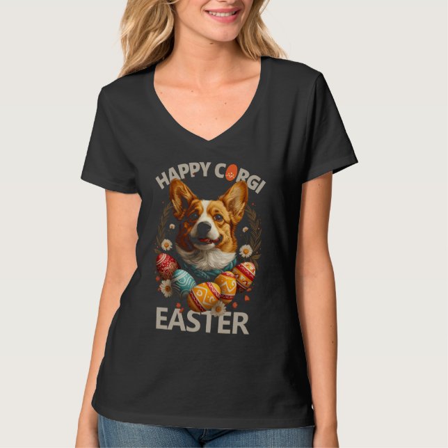 Happy Corgi Easter T-Shirt (Front)
