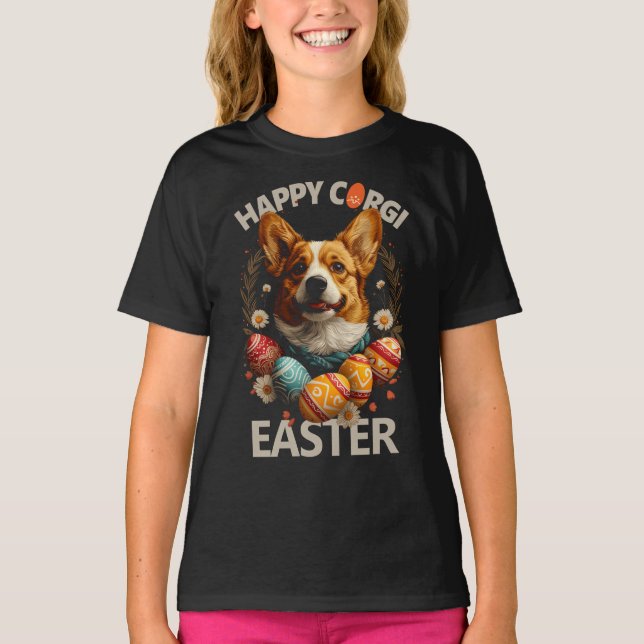 Happy Corgi Easter T-Shirt (Front)