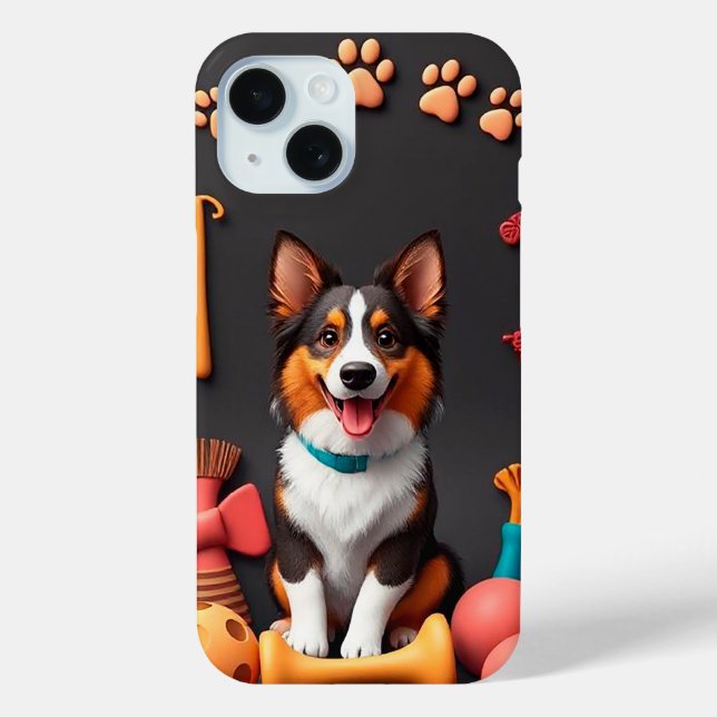 🐶 Happy Corgi Energy Cheerful Fluffy Pup Vibes ✨ Case-Mate iPhone Case (Back)