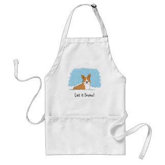 Happy Corgi in the Snow | Cute Winter Holiday Dog Standard Apron