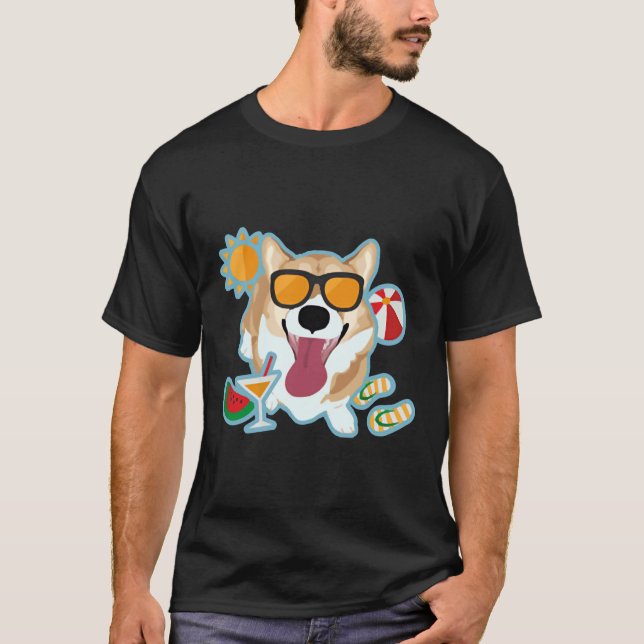 Happy Corgi Summer T-Shirt (Front)