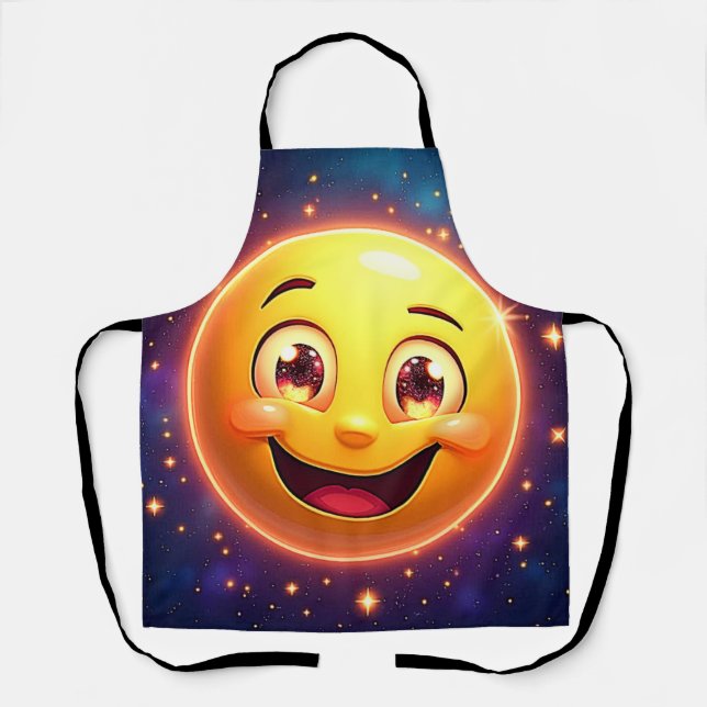 Happy Cosmic Eyes Emoji Apron (Front)