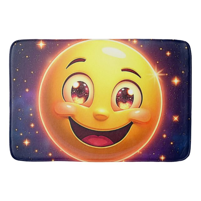 Happy Cosmic Eyes Emoji Bath Mat (Front)