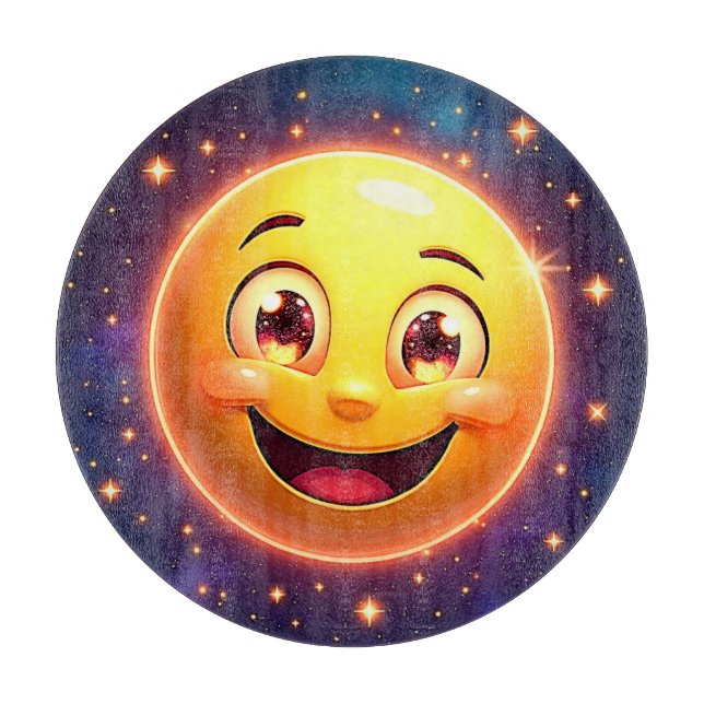 Happy Cosmic Eyes Emoji Cutting Board (Front)