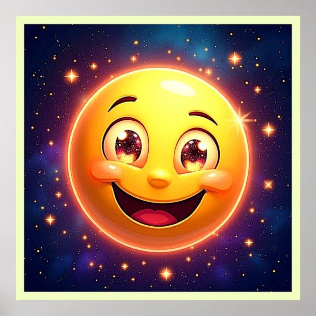Happy Cosmic Eyes Emoji Poster (Front)