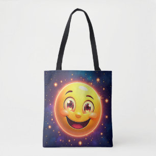 Happy Cosmic Eyes Emoji Tote Bag