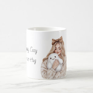 Happy Cosy Ghost Hug Blonde Girl Coffee Mug