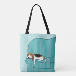 Happy Couch Beagle | Cute Sleeping Dog | Pet Art Tote Bag
