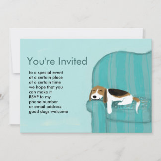 Happy Couch Beagle | Cute Sleeping Dog Pets Party Invitation