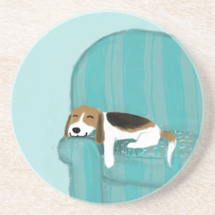 Happy Couch Dog - Cute Beagle Coaster