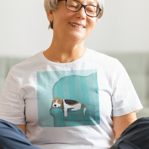 Happy Couch Dog   Cute Relaxed Beagle   Animal Art T-Shirt