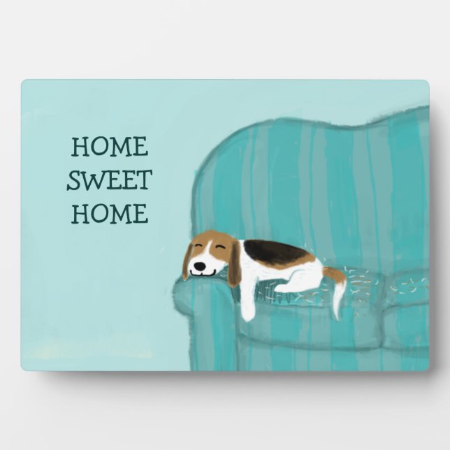 Happy Couch Dog - Home Sweet Home Beagle Plaque (Front)