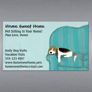 Happy Couch Dog   Pet Sitting   Animal Services Magnetic Business Card