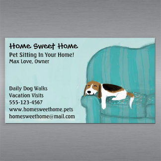 Happy Couch Dog | Pet Sitting | Animal Services Magnetic Business Card