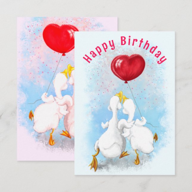 Happy Couple Duck Funny Birthday Card (Front/Back)