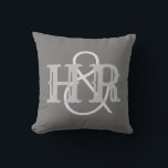 Happy Couple Initials on a Cushion<br><div class="desc">His and hers cushion. The initials printed onto this throw pillow make for an ideal wedding gift for a married couple. Incorporates the two initials.</div>