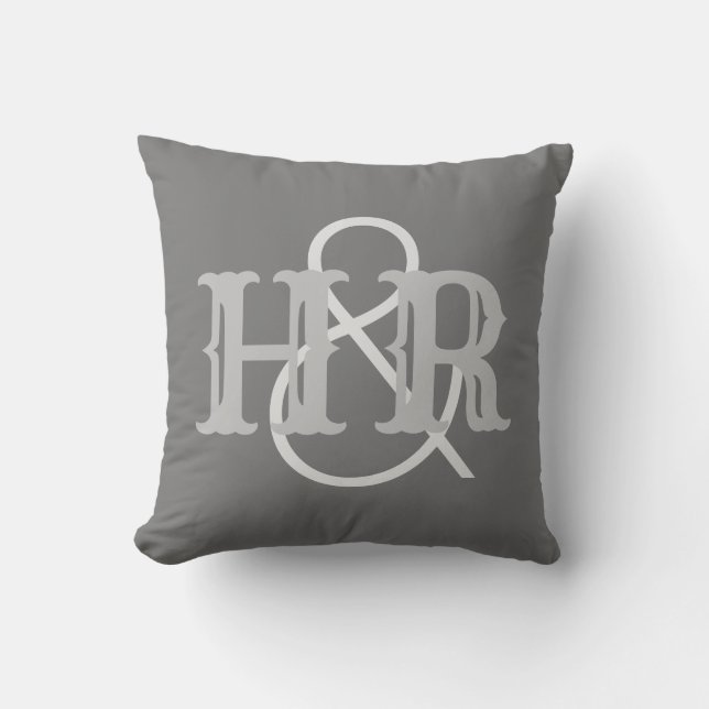Happy Couple Initials on a Cushion (Front)