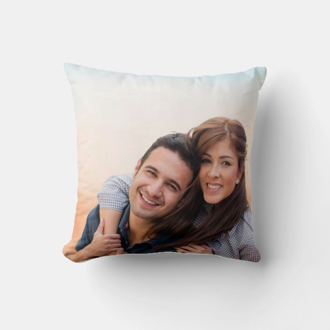 Happy Couple Photo Throw Pillow - Personalised  (Front)