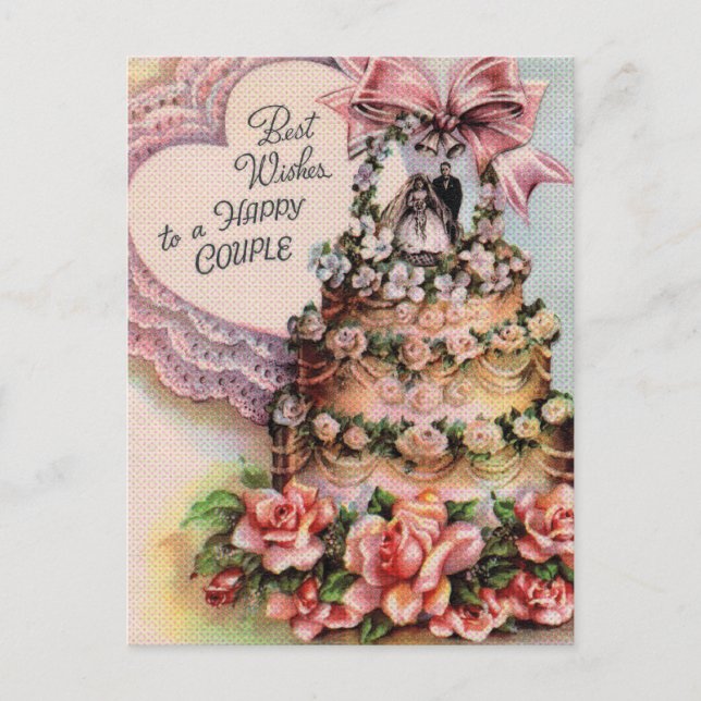 Happy Couple Wedding Cake Postcard (Front)