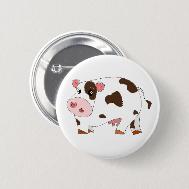 Happy Cow Buttom 6 Cm Round Badge (Front & Back)