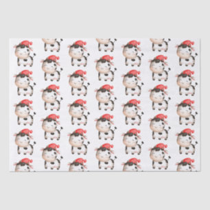 Happy Cow in a Cute Red Hat Tissue Paper