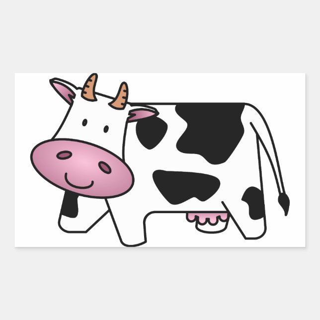 Happy Cow Rectangular Sticker (Front)