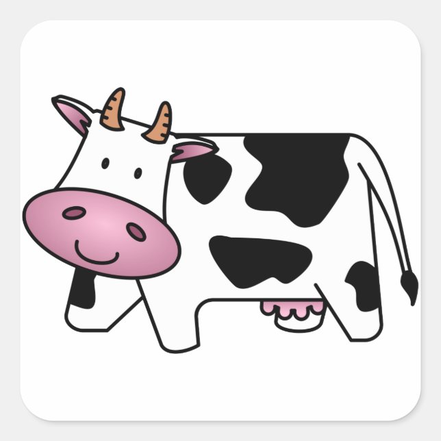 Happy Cow Square Sticker (Front)