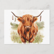 Happy Cow Watercolor Postcard