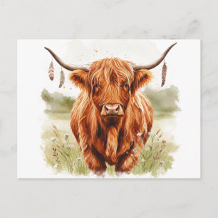 Happy Cow Watercolor Postcard