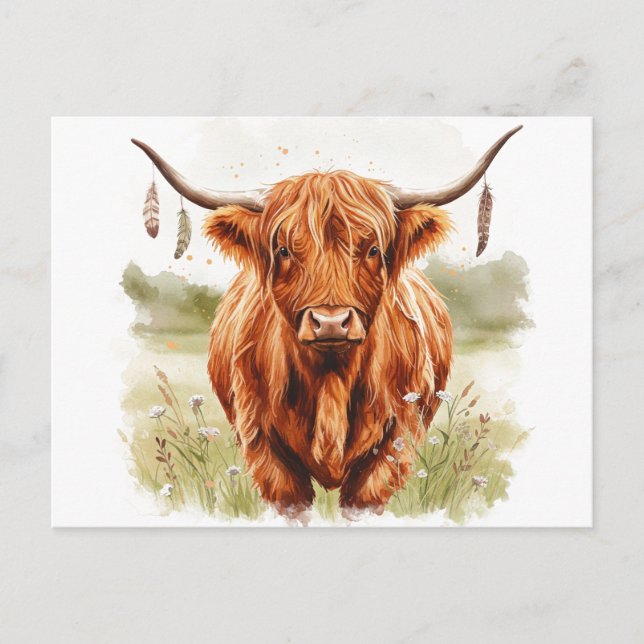 Happy Cow Watercolor Postcard (Front)