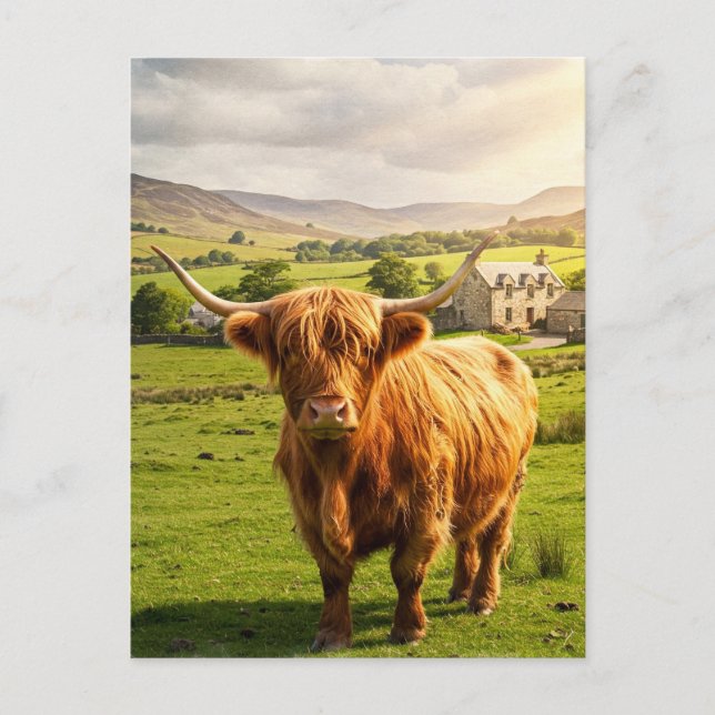 Happy Cow Watercolor Postcard (Front)