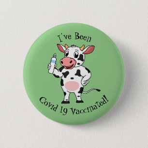 Happy cow with baby bottle cartoon 6 cm round badge