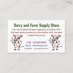 Happy cow with baby bottle cartoon business card