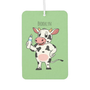 Happy cow with baby bottle cartoon car air freshener