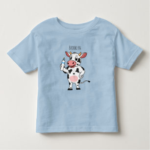 Happy cow with baby bottle cartoon toddler T-Shirt