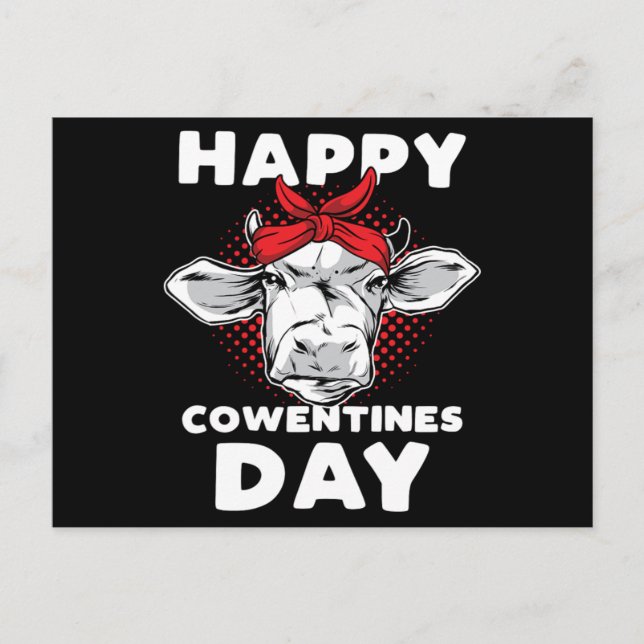 Happy Cowentines Day Gift Cow Lover Valentine Postcard (Front)