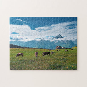 Happy Cows on the Farm in Switzerland Jigsaw Puzzle