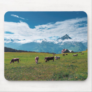 Happy Cows on the Farm in Switzerland Mouse Pad