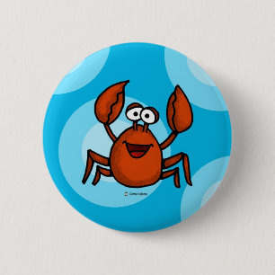 happy crab 6 cm round badge