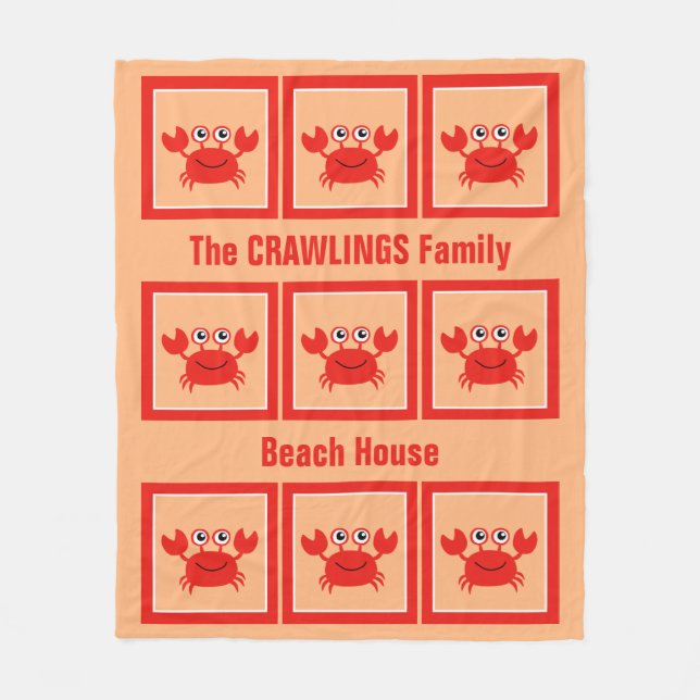 Happy Crab custom fleece blankets (Front)