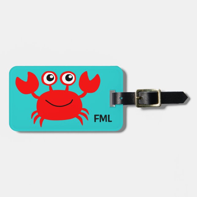 Happy Crab custom luggage tag (Front Horizontal)