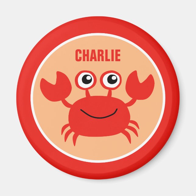 Happy Crab custom monogram magnet (Front)
